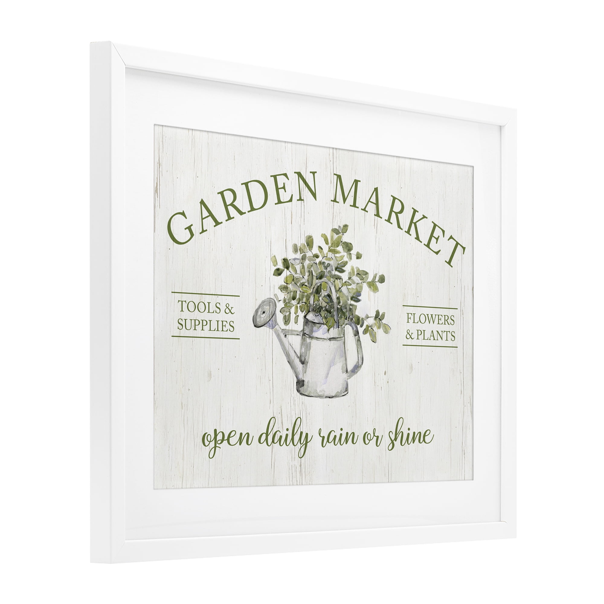 Stupell Industries Open Daily Garden Market White Framed Print Under Glass, design by Sally Swatland