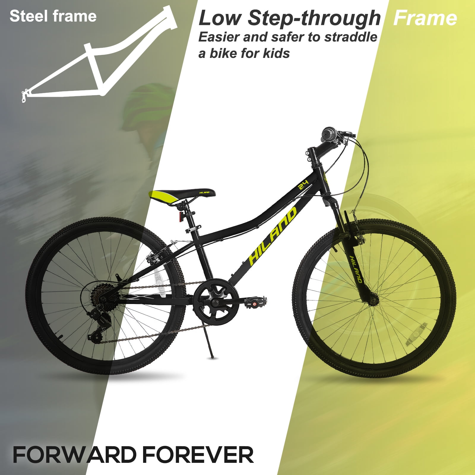 Hiland 24 Inch Mountain Bike, Front Suspension Fork Bicycles for Adults Multiple Colors