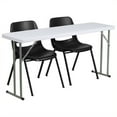 thumbnail image 1 of Bowery Hill Folding Table and 2 Stacking Chairs Set, Black and White, 3 Count, 1 of 1