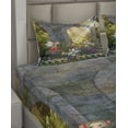 thumbnail image 2 of Ambesonne Nature Fitted & Top Sheet Set with Shams, Flowers Blossoms Scene, Charcoal Green Red, 2 of 4
