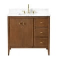 thumbnail image 3 of Vanity Art 36" Double Door Bathroom Vanity with Sink, Freestanding Storage Cabinet with Engineered Marble Top, Flip Down Tray, Drawer, and Shelf, 3 of 8