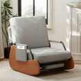 thumbnail image 2 of Furniliving Rocking Chair, Upholstered Nursery Rocking Chair with Footrest and Adjustable Backrest, Glider Rocker Accent Chair for Living Room, Bedroom, Nursery, Gray, 2 of 10