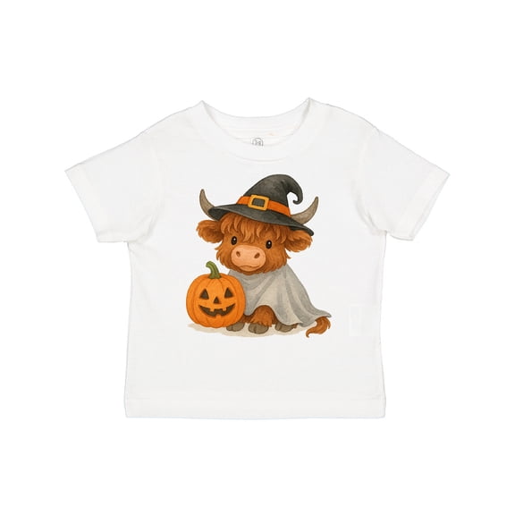 Inktastic Adorable Halloween Highland Cow with Pumpkin Boys or Girls Toddler T-Shirt