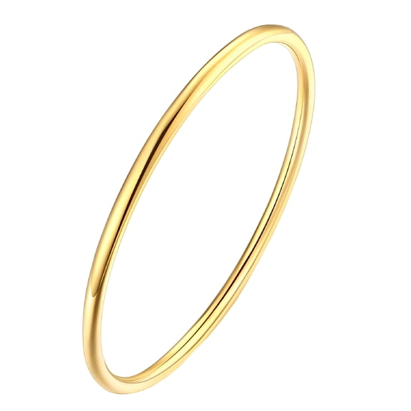 DESIGNICE Unisex Stainless Steel Round Thin Stacked Bracelet Solid Plain Polished Bangle Love Gift Gold Stack Bracelets (W-3Mm, D-24In)
