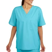 Unisex Short Sleeve V Neck Scrub Top with Pocket