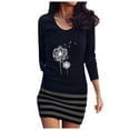 thumbnail image 1 of Mini vestido casual con cuello redondo y estampado de rayas de otoño de manga larga para mujer a la moda Fridja  nalpqowj27604, 1 of 6