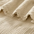 thumbnail image 5 of Muslin Blanket 100% Cotton Blankets Twin Size 4-Layer Breathable Lightweight Soft for Couch Bed Boho Farmhouse Linen Tassels Ruffle Gauze Blankets All Season for Adults 60x80 Inches Dusty Blue, 5 of 10