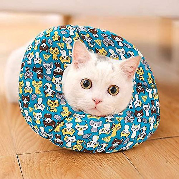 Collar de cuello de cono de recuperación ajustable suave Elizabeth Circle funda lavable extraíble para perros gatos (azul, X-pequeño)