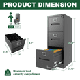 thumbnail image 2 of Hassch Metal File Cabinet with Lock and 3 Drawers for Home Office, Vertical Filing Cabinet for A4 Legal/Letter Size, Black, 2 of 8