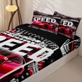 thumbnail image 3 of Castle Fairy Bold Red Sports Car Zipper Twin Comforter Sets with Fitted Sheet and 2 Pillowcases,Vivid Speedometer Tire Zipper Bedding Set,Red Black White,4-Piece,Black Reversible, 3 of 6