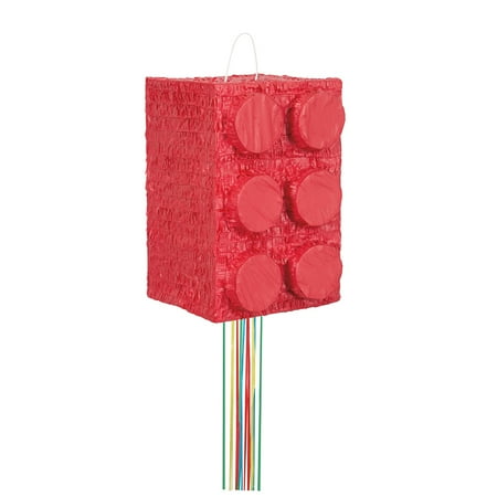 Building Blocks Pinata, Pull String, Red, 10in x 15in