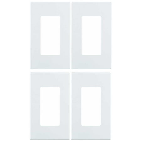 - Leviton 80301-SW 1-Gang Decora Plus Screwless Snap-On Mount Wall Plate (White, 4-Pack)