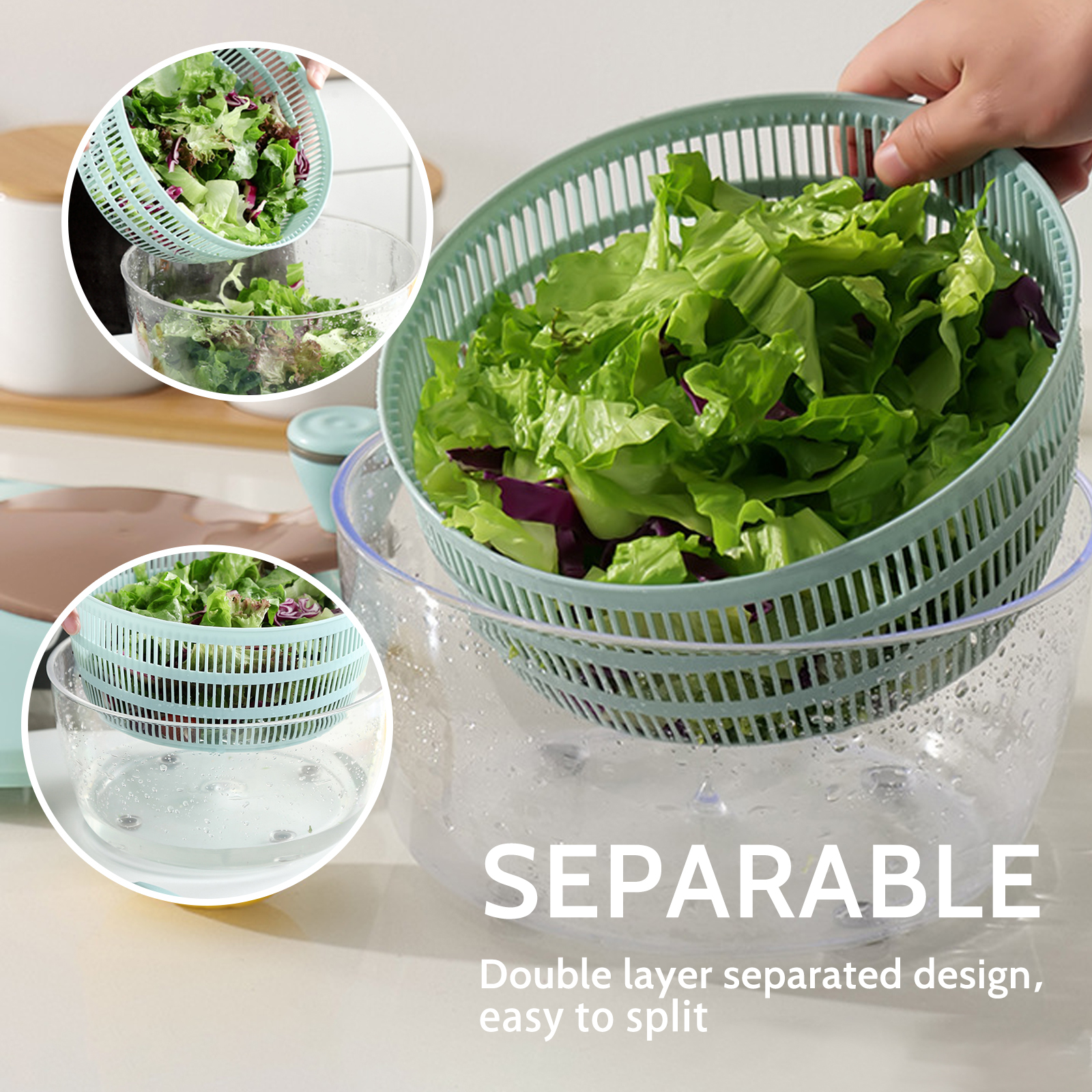 Salad Spinner Dehydrator Double Layer Rotating Vegetable Fruit