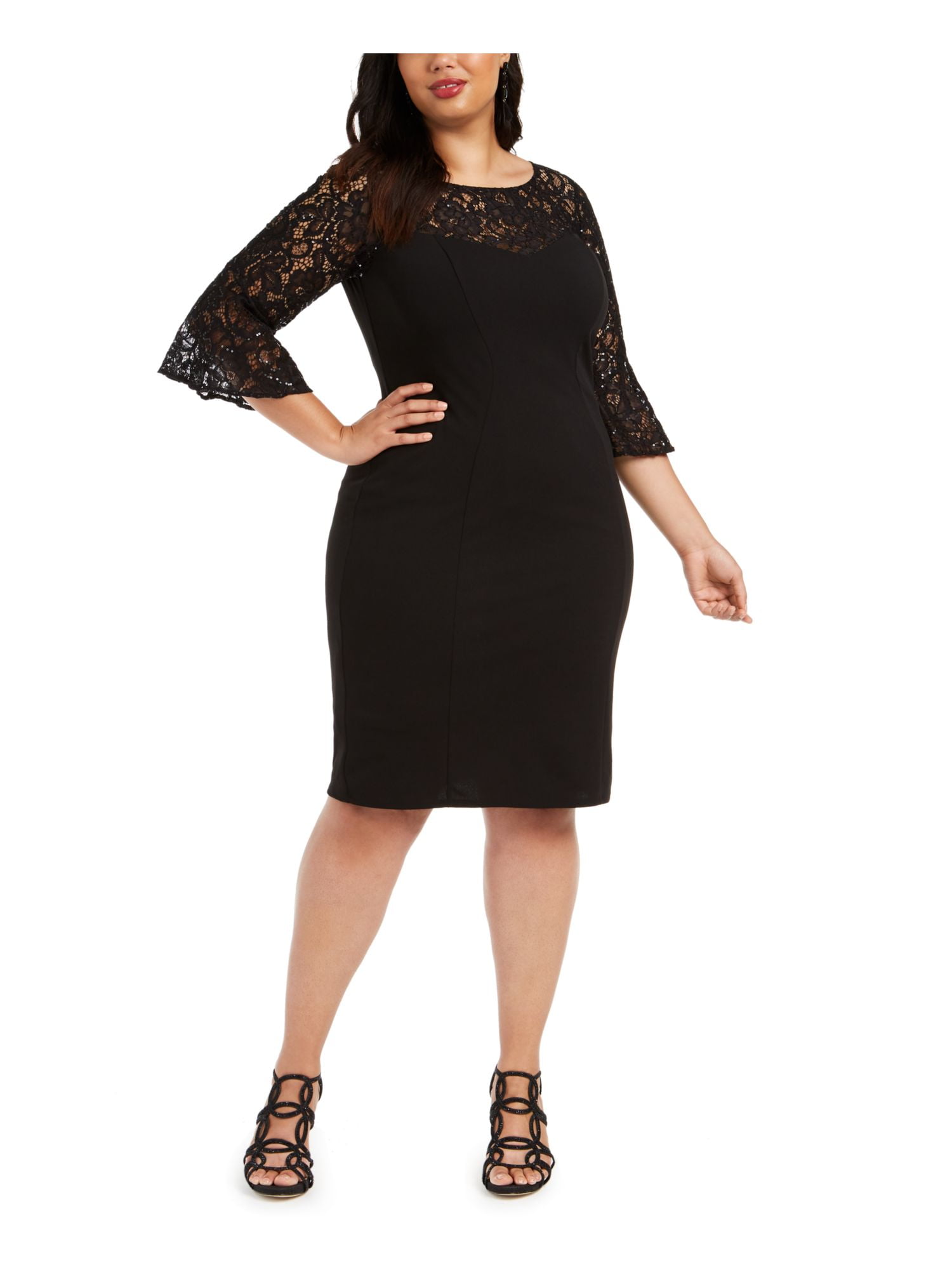 alex evenings women's embroidered dress with illusion neckline