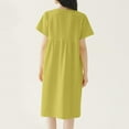 thumbnail image 4 of Blmnix Women Nightgown Moomoo Cotton Nightwear Green Casual V-Neck Short Sleeve Sleep Dress, 4 of 7