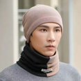 thumbnail image 3 of Beanie Hat Scarf 2Pcs/Set Coldproof Windproof Classic Fashion Color Matching Neck Warmer Beanie Hat Set, 3 of 5