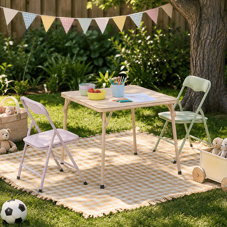 Homy Casa Kids Activity Table and Chairs Set, 3-Piece Pastel photo 2