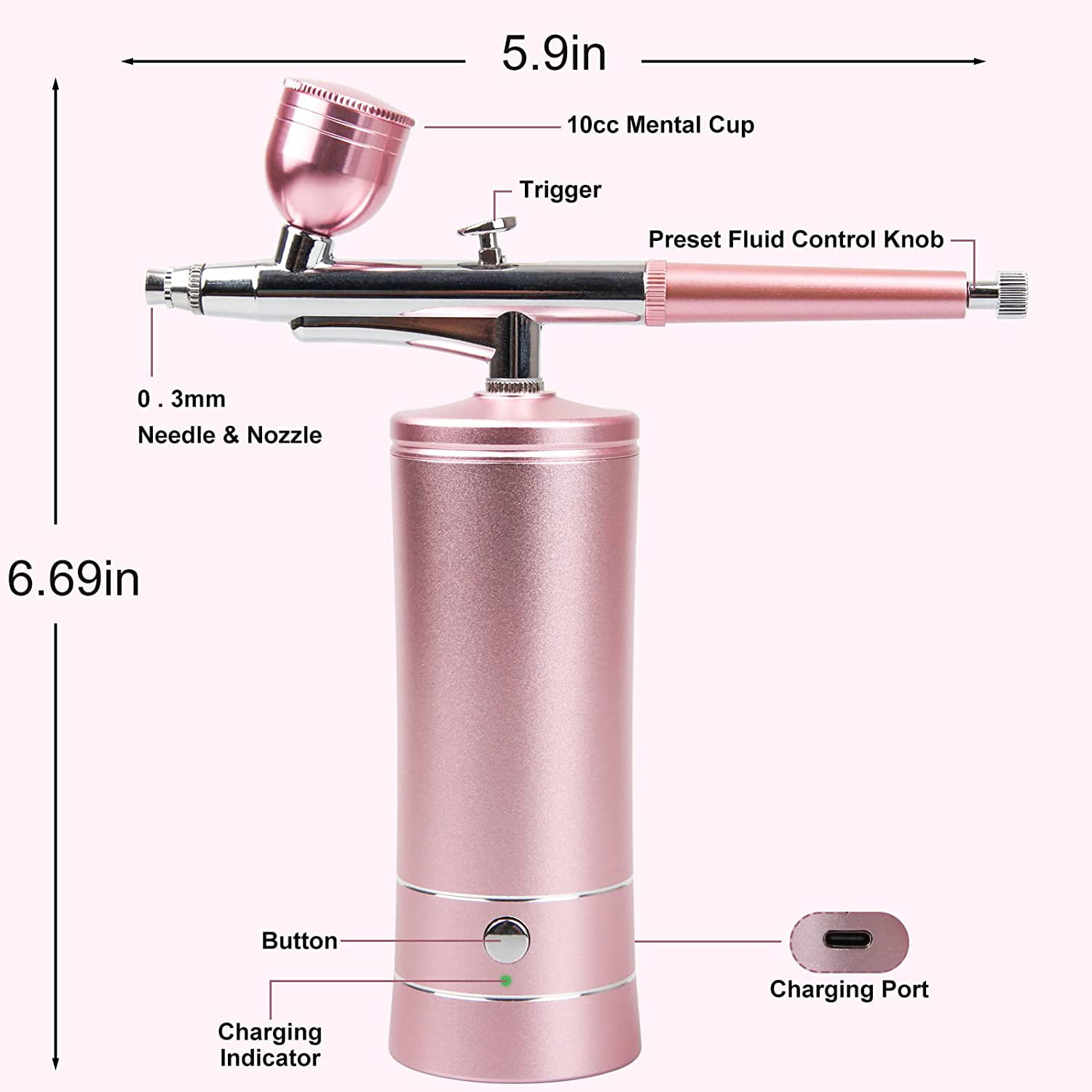  OKUPAN Nail Airbrush Machine - Cordless Airbrush Kit with  Compressor - Portable Airbrush for Nails, Cake Cookies Decorating, Makeup,  Barber, Model Painting (Pink) : Arts, Crafts & Sewing