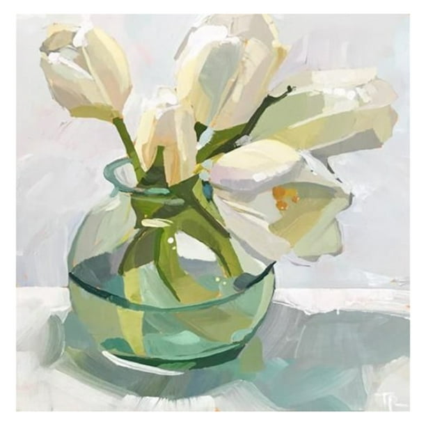 Flor en florero de vidrio pintura al óleo por número DIY dibujo sin marco imagen para adultos Hugtrwg Para estrenar