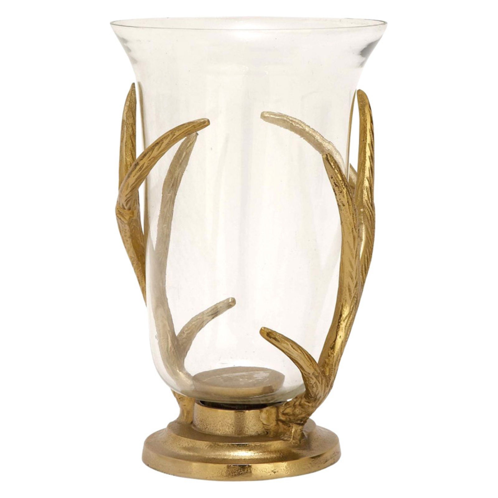 DecMode Frosted Glass Hurricane Candle Holder