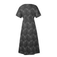 thumbnail image 5 of EGNMCR Robes d'Été Femmes Tendance 2024 Mode Femmes Col en V Imprimé Manches Courtes Patchwork Décontractée Longue Robe, 5 of 5