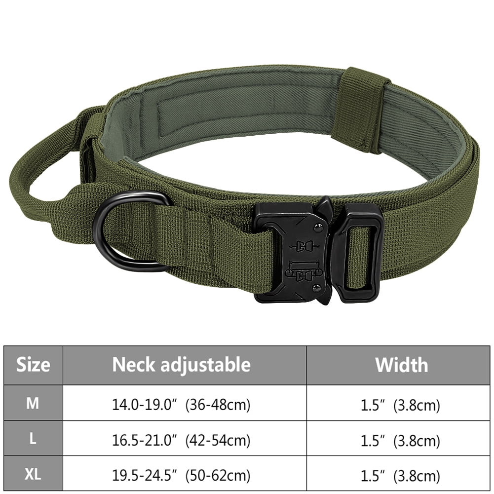DABEI Military-Grade Tactical Dog Collar with Handle - Heavy Duty Collar for Medium and Large Dogs - Provides Ultimate Control and Comfort