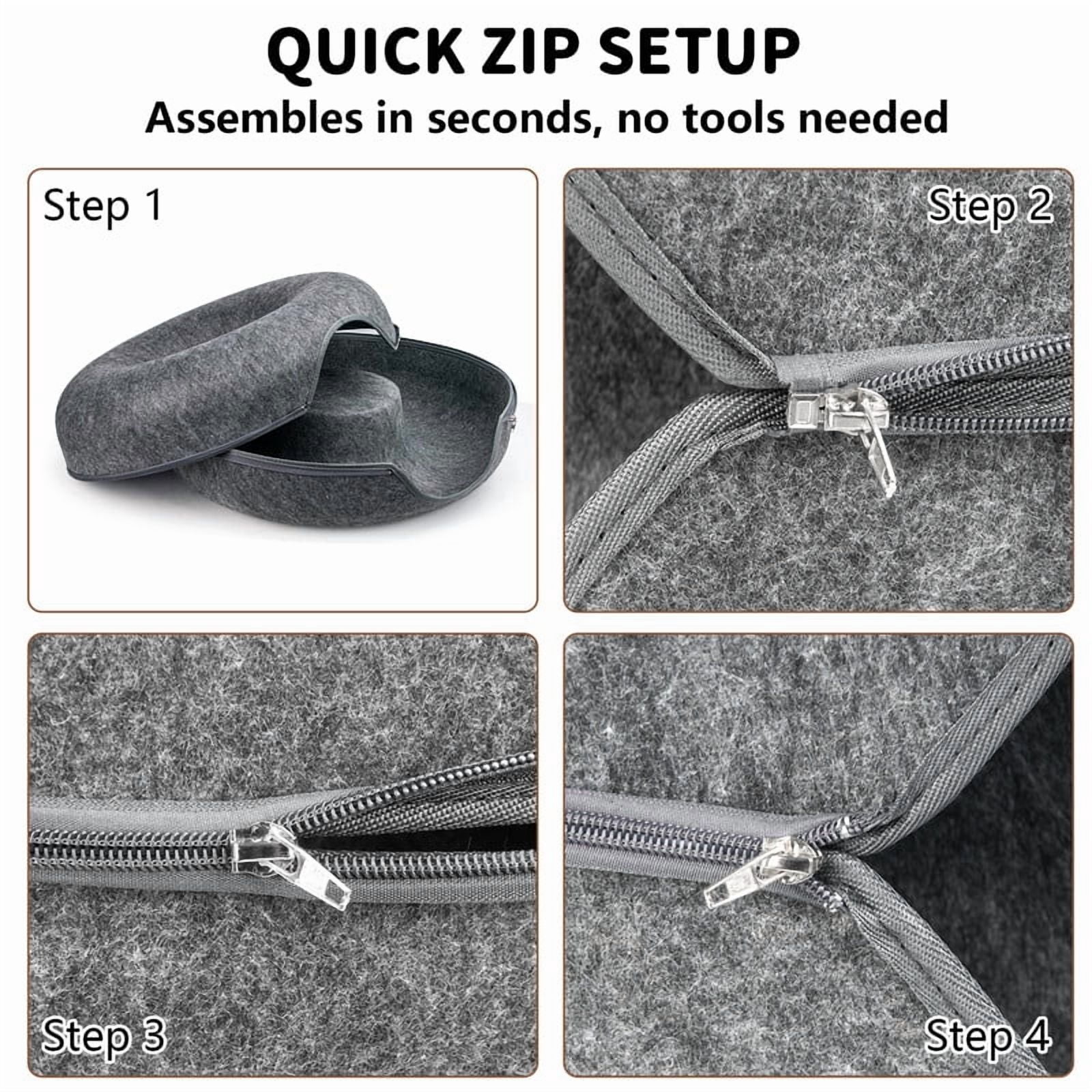 2-Pack 24" Cat Cave Bed for Large Cats – Felt Cat Tunnel Bed, Dark Gray & Gray