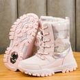 thumbnail image 3 of Winter Snow Boots for Girl Waterproof with Fully Fur Lined Lightweight Kids Antiskid Steel Buckle Ankle Hiking Boots Girls Slip Resistant Walking Boots Cold Weather (Little Kid/Big Kid) Pink 33, 3 of 7
