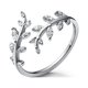thumbnail image 1 of Anillos de plata para mujer, anillos abiertos de hoja de plata, ajustable, elegante, anillo de promesa de hoja, alivio del estrés, anillo de ansiedad, joyería hipoalergénica, regalo, 1 of 4