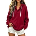 thumbnail image 3 of Aezemi V Neck Hoodie Sweatshirts Women Drawstring Pullover Fashion Workout Casual Winter Fall Outfits Womens Fashion Comfy Daily All Match Sweatshirts XL, 3 of 6