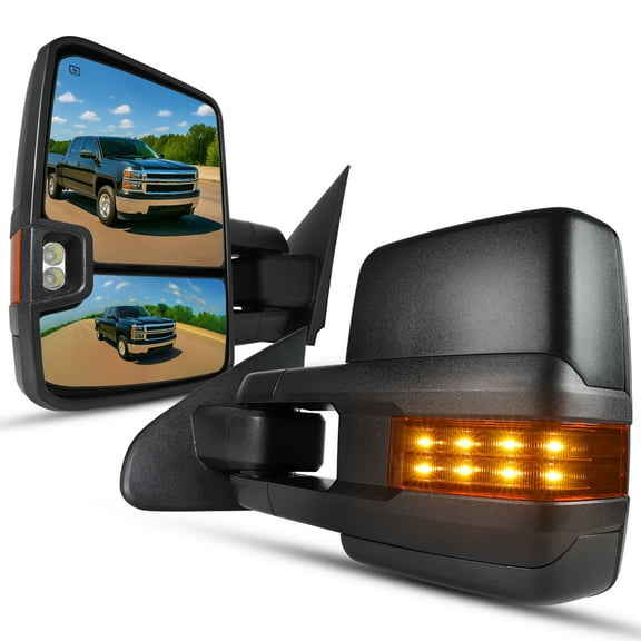 Spec-D Tuning Power   Heat Extend Tow Mirrors W/Led Signal   Clearance Compatible with 2014-2018 Chevy Silverado GMC Sierra Left   Right Pair