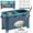 Grey/Blue Mop Bucket + 6 Extra Refill, variant on Upgraded Gen 2 Spin Mop and Bucket Set with 4 Swivel Wheels for Easy Rolling, Separates Clean & Dirty Water, Floor Mop with 6 Washable Mop Heads for Wood, Tile, Vinyl, Baseboards - Grey/Blue
