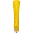 thumbnail image 3 of BLISSFUL STEP Women's Boot Pointed Toe Side Zipper Stiletto Heel Knee High Boots Yellow 9, 3 of 8