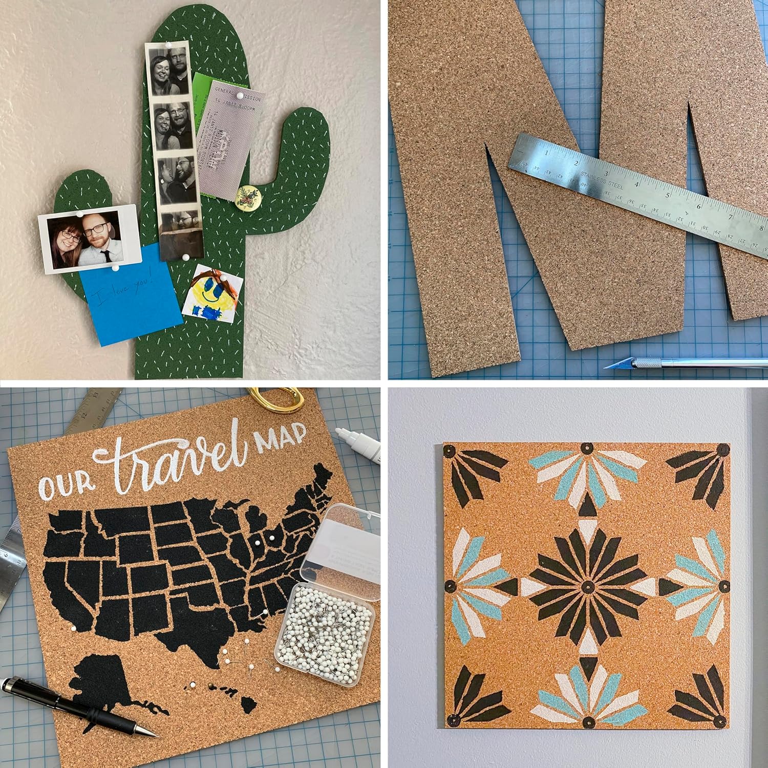 Cork Tiles, Bulletin Board Cork Panels 12" x 12" x 3/16", Natural, 8 Pack (108)