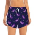 thumbnail image 3 of Uemuo Eggplant Pattern Women's Athletic Shorts High Waisted Running Shorts with Liner Pockets Gym Elastic Workout Shorts-Medium, 3 of 9