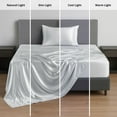 thumbnail image 5 of Lux Decor Luxury Satin Sheets Twin Size - 3 Piece Cooling Bed Sheet Set, Silky Soft & Smooth, Deep Pockets up to 15", OEKO-TEX Certified, Skin-Friendly Comfort (Grey), 5 of 10
