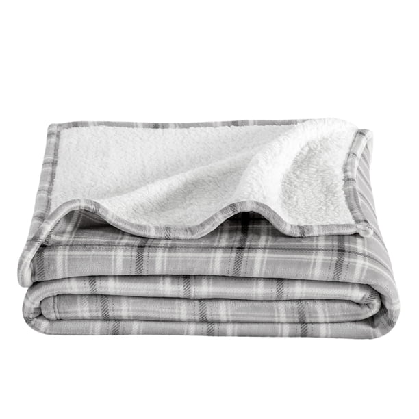 Manta de cama de felpa Sherpa Bare Home tamaño King a cuadros escoceses