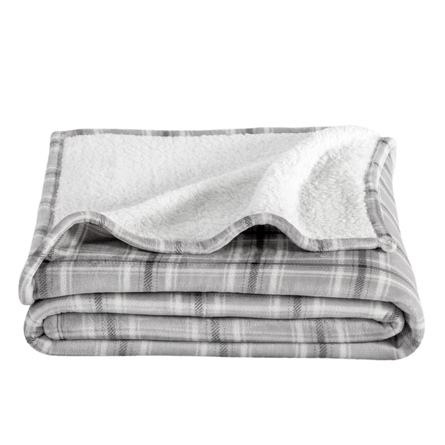 Manta de cama de felpa Sherpa Bare Home tamaño King a cuadros escoceses
