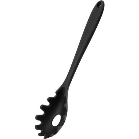 

MJIYA Silicone Spaghetti Server Food Grade Pasta Fork High Heat Resistant to 480°F Durable Heat-Resistant Silicone Spaghetti Scoop (Black)