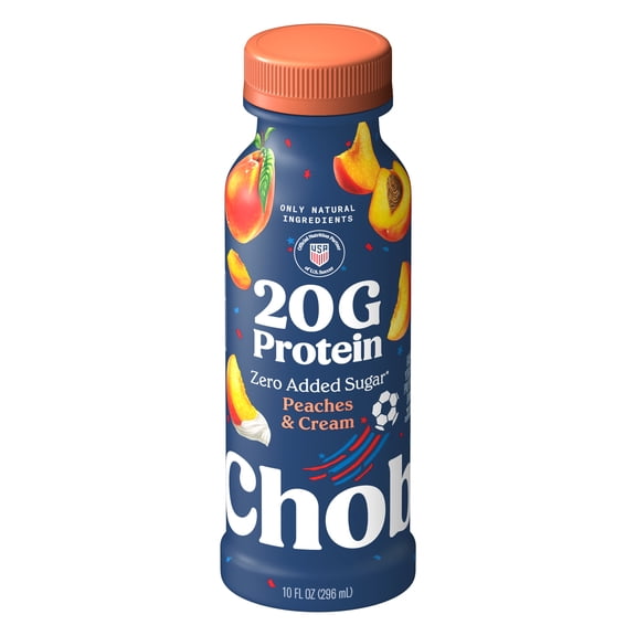 Chobani 20G Protein Low-Fat Greek Yogurt Drink Peaches and Cream 10 fl oz Bottle