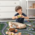 thumbnail image 2 of Ottomanson Children Car Road Map 3x5 Washable Non-Slip Area Rug for Kids Playroom, 3'3" x 4'7", Green/Multicolor, 2 of 10