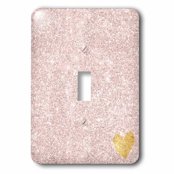 3dRose, Blush Pink Faux Image of Glitter Gold Heart, single toggle switch