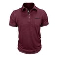 thumbnail image 2 of LTTVQM Men's Casual Polo Shirts Short Sleeve Button Classic Summer Spring T-Shirts Cotton Slim Fit Tees Lightweight Golf Top with Pocket Wine 3XL, 2 of 5