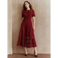 thumbnail image 4 of Red Dress With Short Sleeve And High-Low Ruffled Hem, 4 of 30