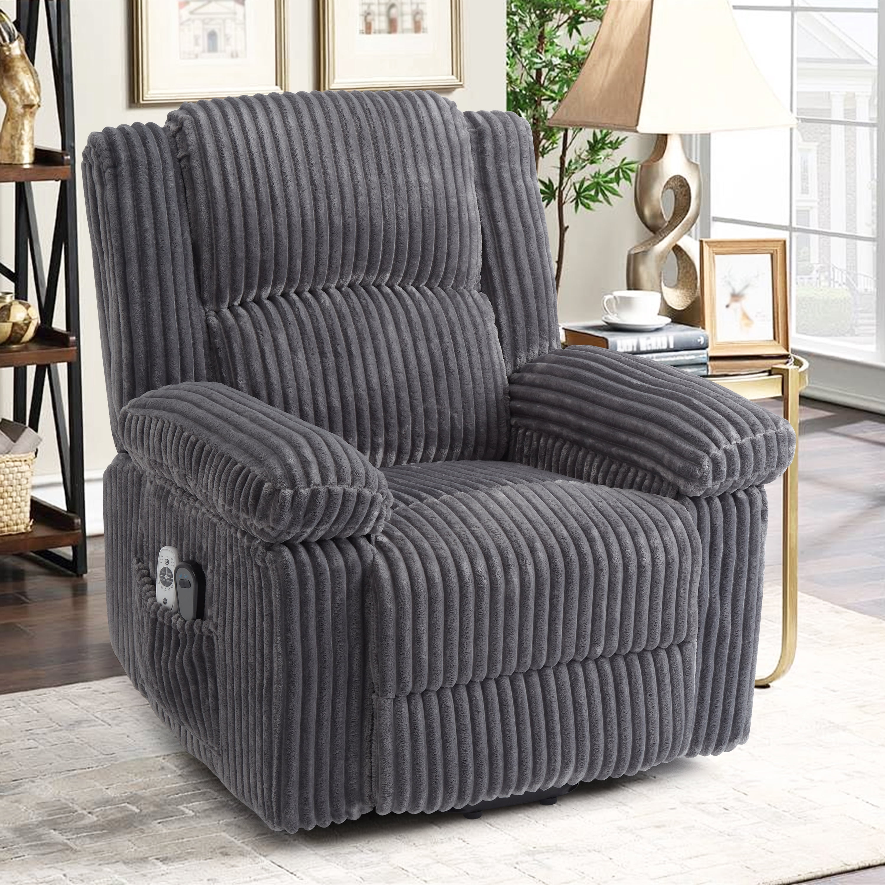 Garvee Electric Power Lift Recliner Chair Sofa with Massage and Heat,4 Positions,Side Pockets,Dark Gray