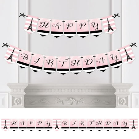 Paris, Ooh La La - Birthday Party Bunting Banner - Pink Party Decorations - Happy Birthday