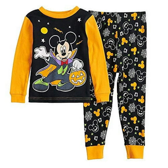 Mickey Vampire Boy's Glow-in-The-Dark Halloween Trick Or Treat Pajama Set, Size 3T