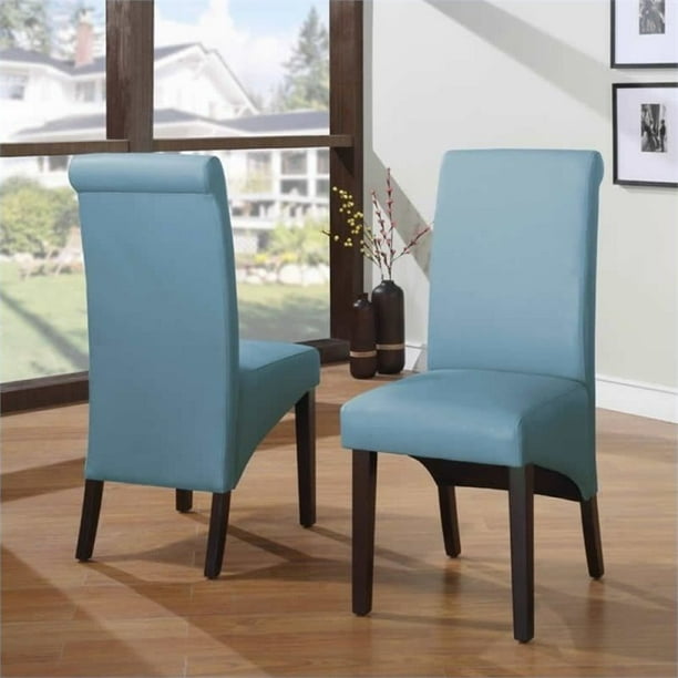 Bowery Hill Sleigh Back Parson Dining Chair In Sky Set Of 2 Walmart Com Walmart Com