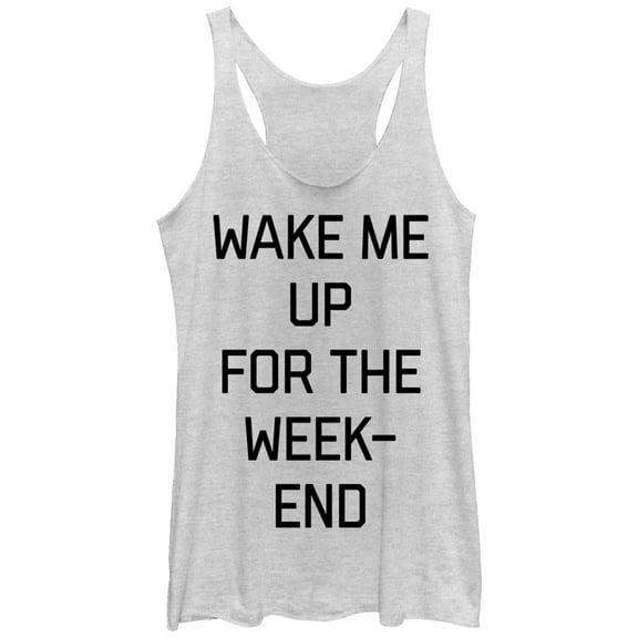 Women's CHIN UP Wake Me for the Weekend Racerback Tank Top White Heather Small