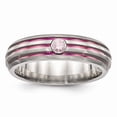 thumbnail image 1 of Titanium Triple Groove Pink Anodized & Pink Simulated Sapphire Ring (6mm) - Size 6, 1 of 5